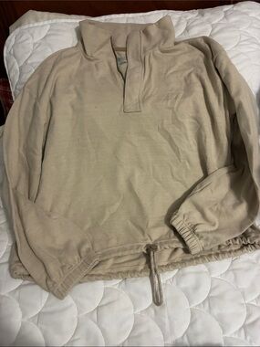 Avalanche Men's Tan Quarter-Zip Drawstring Sweater